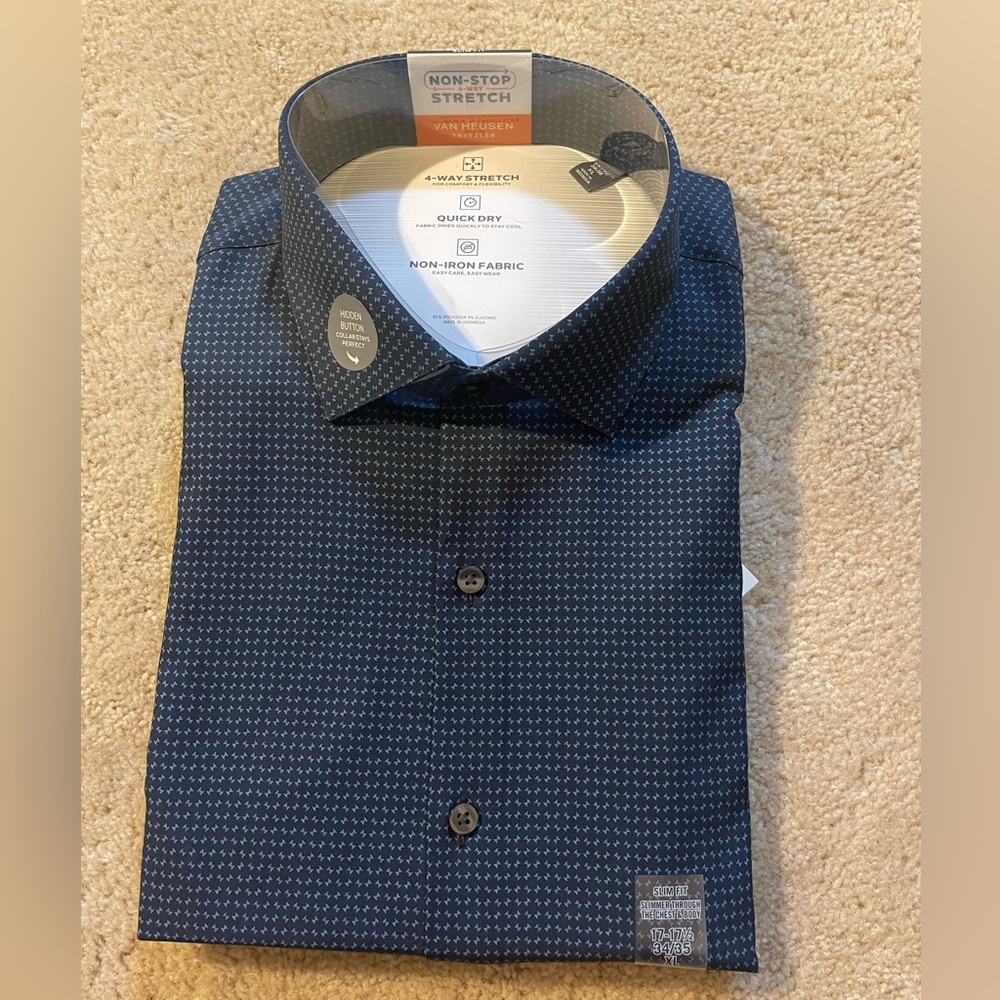 Van Heusen Blue Dress Shirt Elegant Business Attire